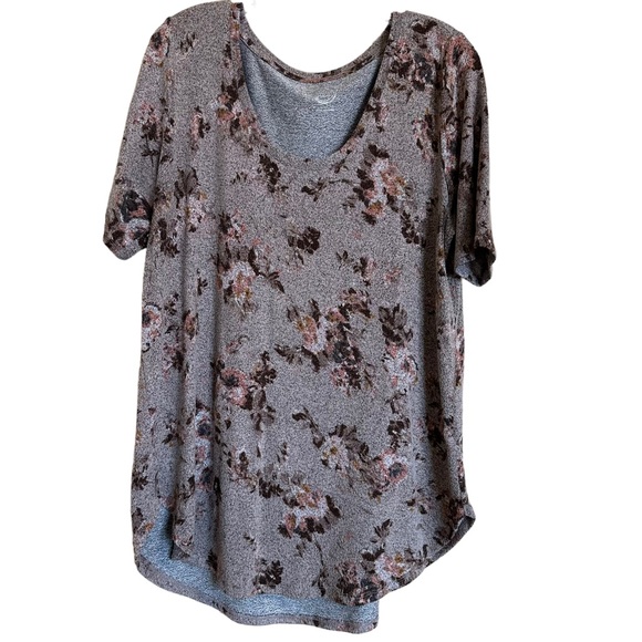 Maurice’s 24/7 Tunic Tee Light Brown Floral Sz Large - Picture 1 of 6